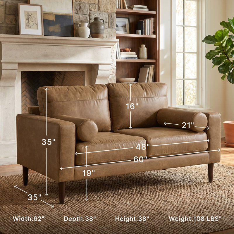 60'' Faux Leather Loveseat