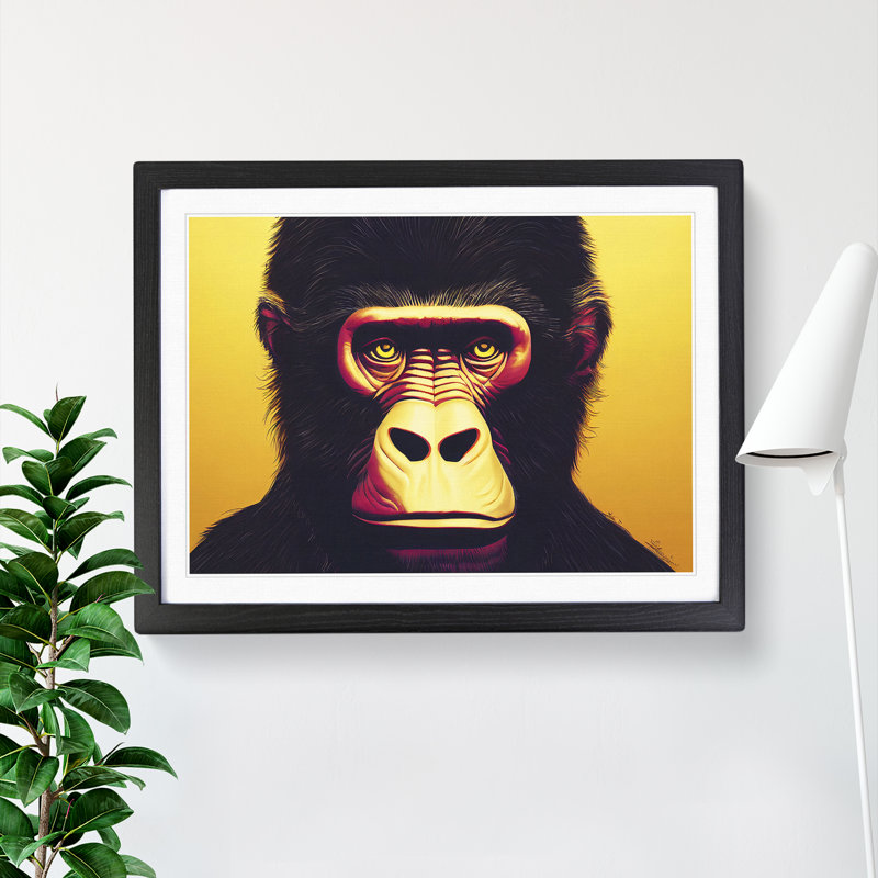 XH1022-6096X Modern Gorilla Art Vol.3 - Single Picture Frame Print, Black, 46cm H x 64cm W
