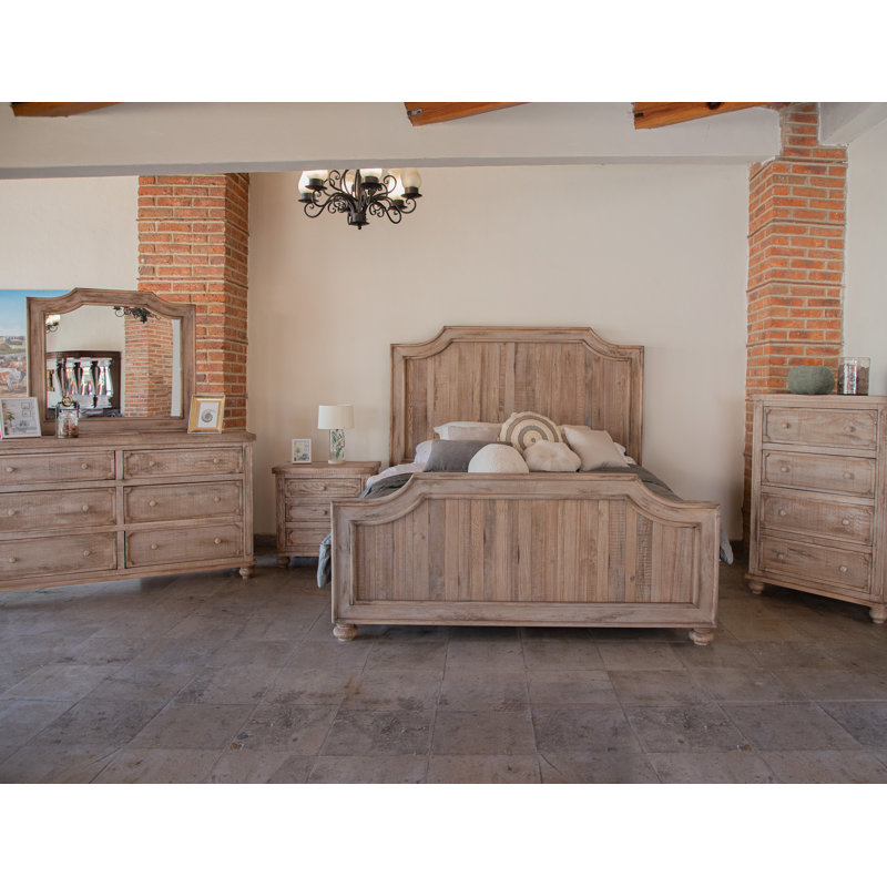 Aruba Natural Solid Wood Standard Bed, Queen