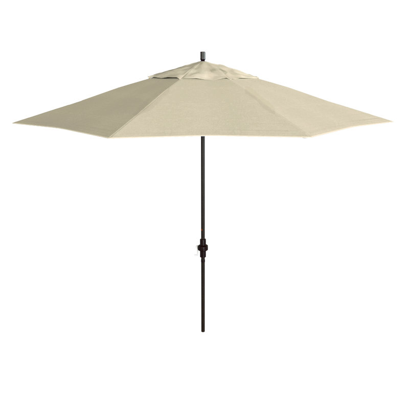 11 Foot Bronze Patio Umbrella With Aluminum Ribs Crank Lift In Beige Pacifica, Beige Pacifica
