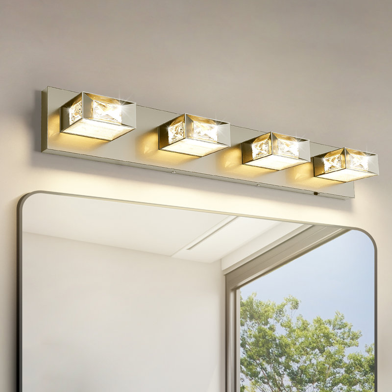 Éclairage de meuble-lavabo à intensité variable avec interrupteur réglable 5-CCT, Nickel brossé, 4 lumières