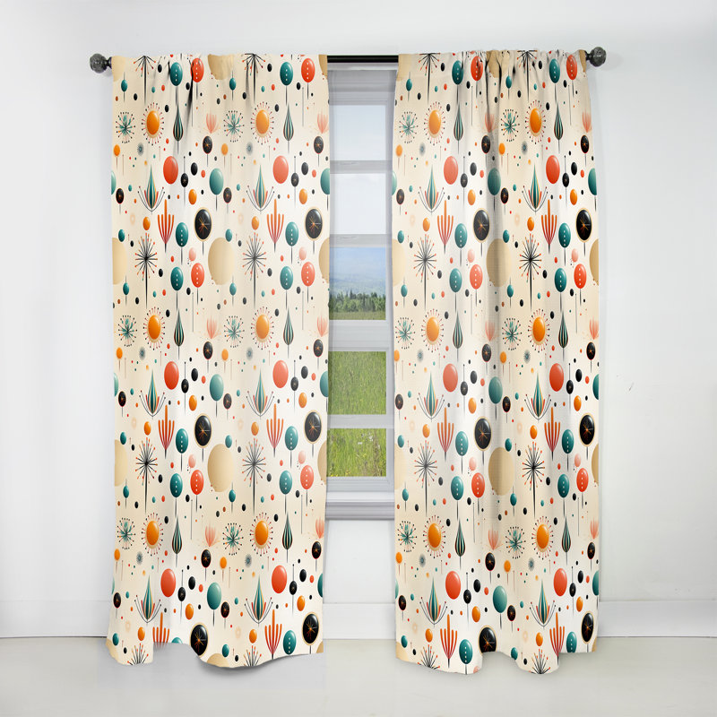 Atomic Retro Revival - Mid-Century Curtain - Velvet Room Darkening - 1 Panel, 52" W x 120" L