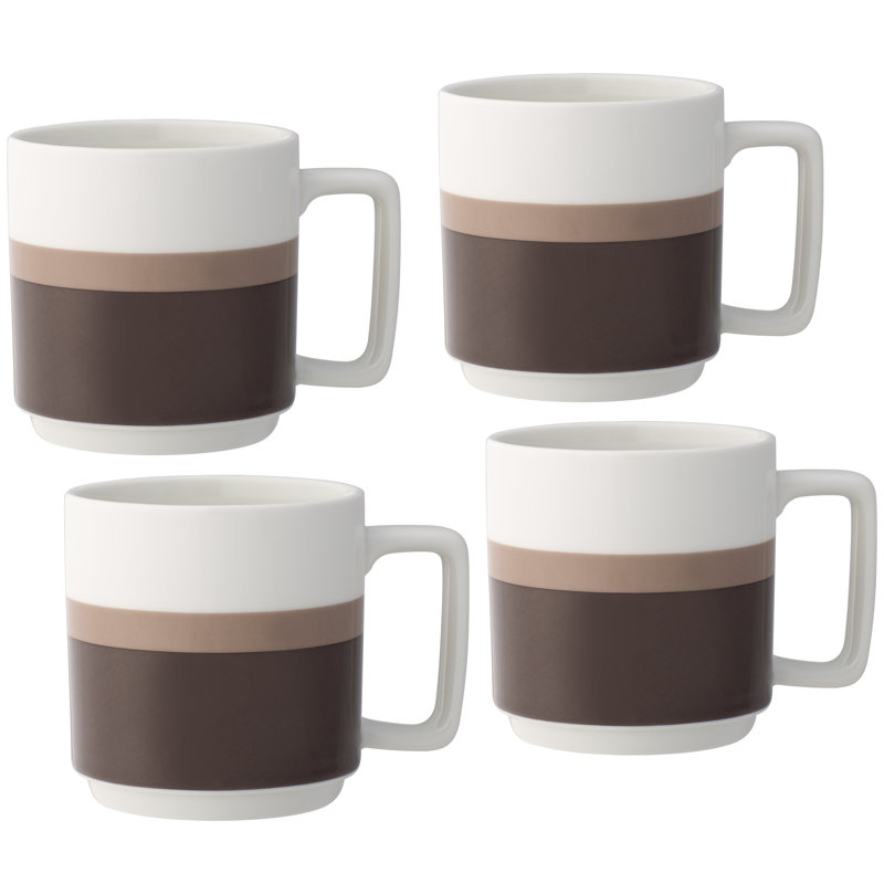 Noritake Colorstax Stripe Mugs, 16 oz., 4, Brown