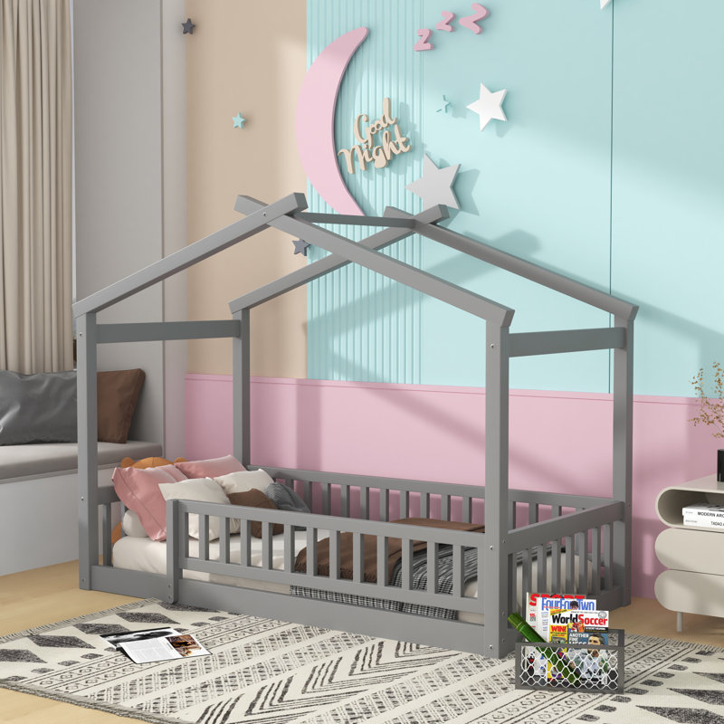 Lit pour enfant Azusa, Simple, gris