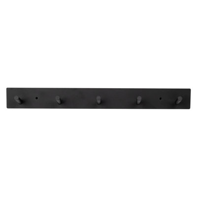 15.5 in. Matte Black 5-Hook Wall-Mounted Hookboard