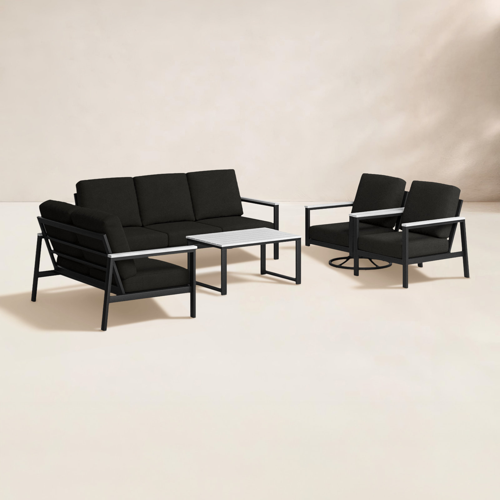 Townsend 7-Person Sunbrella® Patio Seating Group, Canvas Black Sunbrella® Canvas