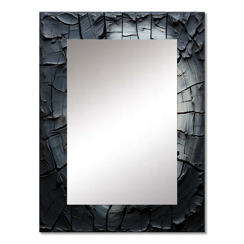 «Spiritual Grey Geode Stone Minimalisme III», miroir mural unique, 32 po x 24 po
