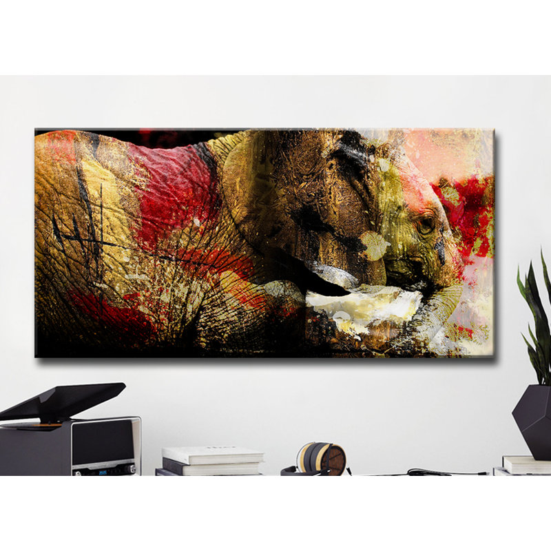 « éléphant v », impression sur toile tendue, H 12 po x l 24 po x P 1,5 po