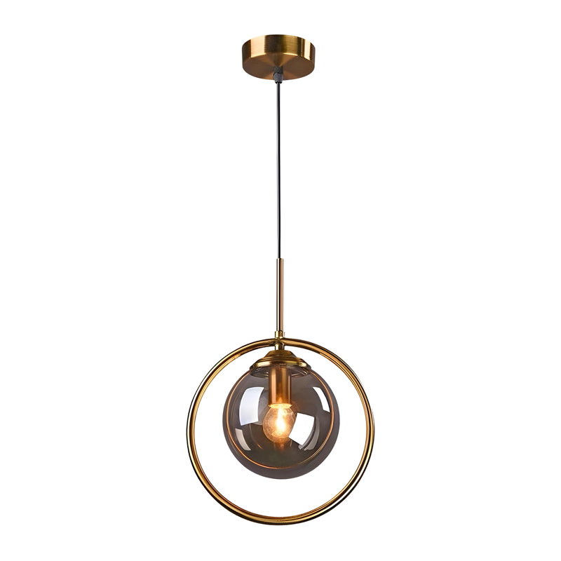 Modern Glass Globe Pendant Light – Stylish Indoor Hanging Lamp Fixture for Living Room, Bedroom, and Dining Room, Grey