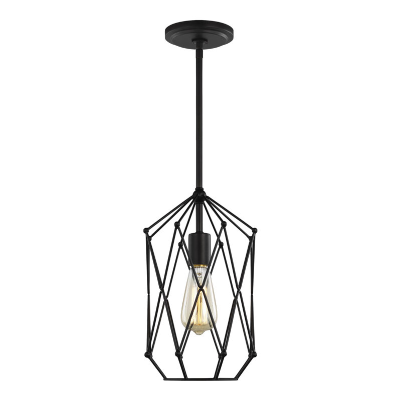 Meade 1 - Light Satin Brass Geometric Pendant, Midnight Black