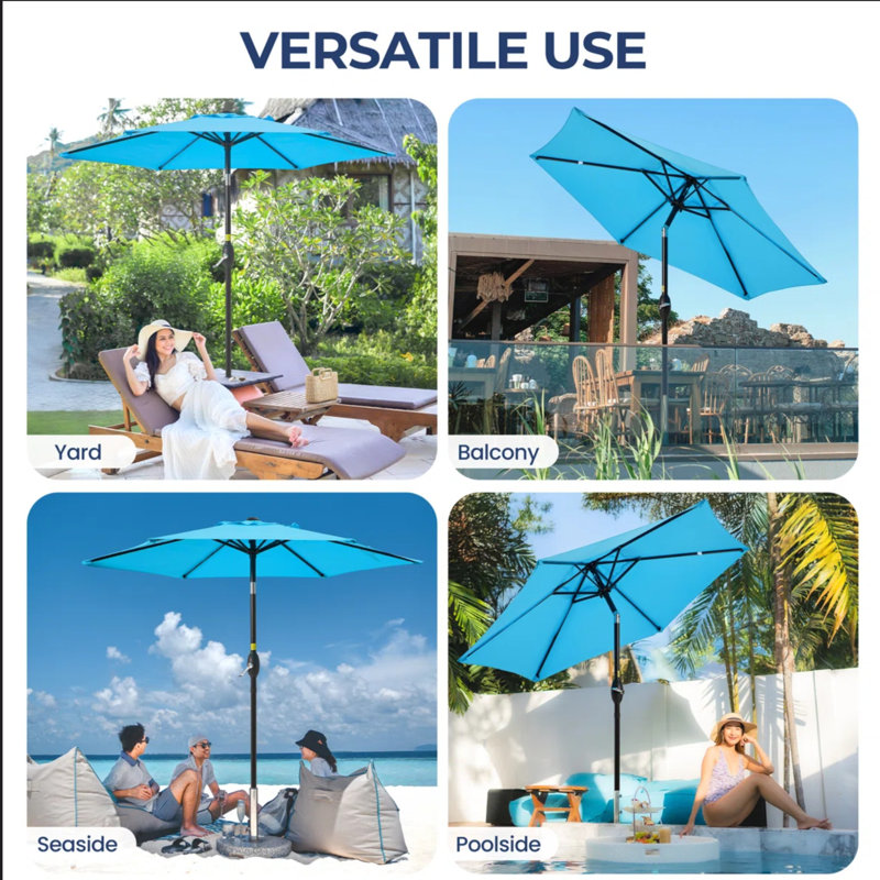 blue stripe patio umbrella Unbranded 9 ft. Outdoor Patio Umbrella, Outdoor Table Umbrella in Blue and  White Stripe PUE47FVT
