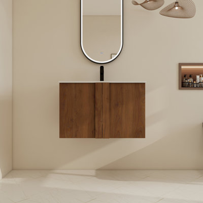 30" Wall-Mounted Single Bathroom Vanity Set With Ceramic Top Sink,Floating Vanity With 2 Soft Close Doors