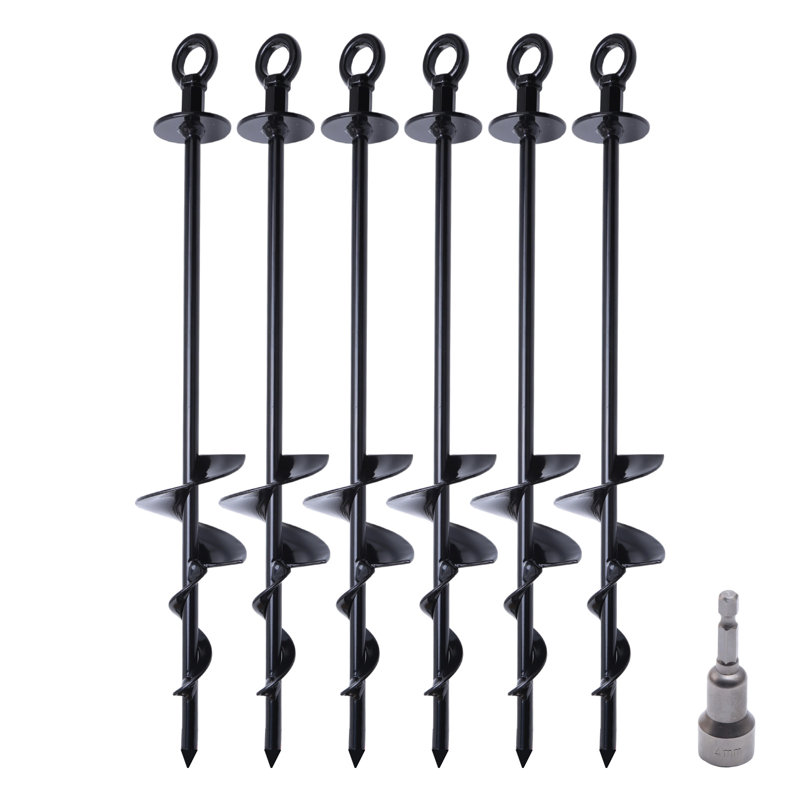 6pcs 18" Screw in Ground Anchors Trampoline Anchors with 2.7" Spiral Blade for Swing Set Tent Canopy