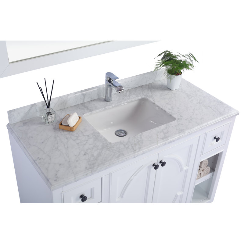 Ensemble de meuble-lavabo simple 48 po Mundy, Blanc, Carrera blanche