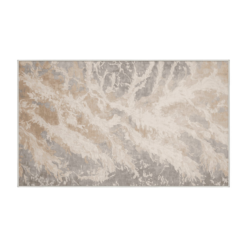 Tapis beige lavable à la machine, Rectangle 4 pi x 6 pi