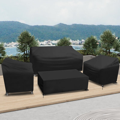 Housses pour meubles de patio, housses pour ensemble de conversation pour l'extérieur 4 pièces, housses pour meubles de jardin robustes