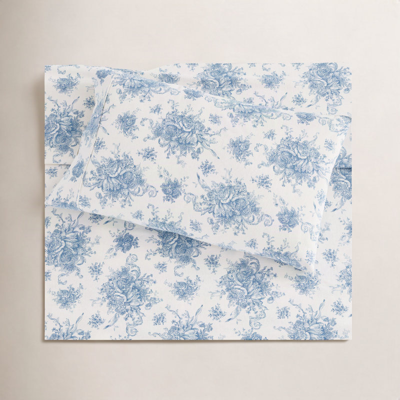 Bloomsdale Flannel Sheet Set, Blue, Twin Sheet Set with 1 Pillowcase