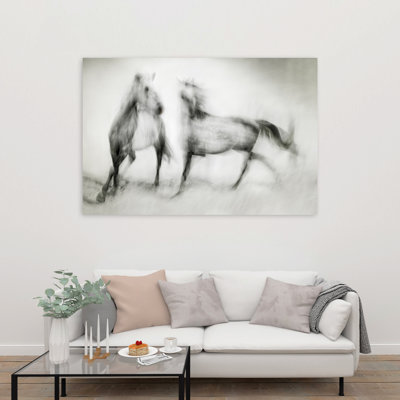 Chevaux sauvages en mouvement, art énergétique abstrait