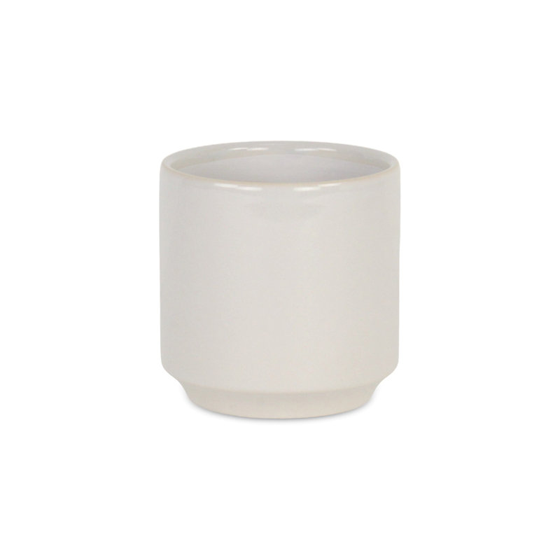 Handmade Ceramic Pot Planter, White, 4.5" H x 4.5" W x 4.5" D
