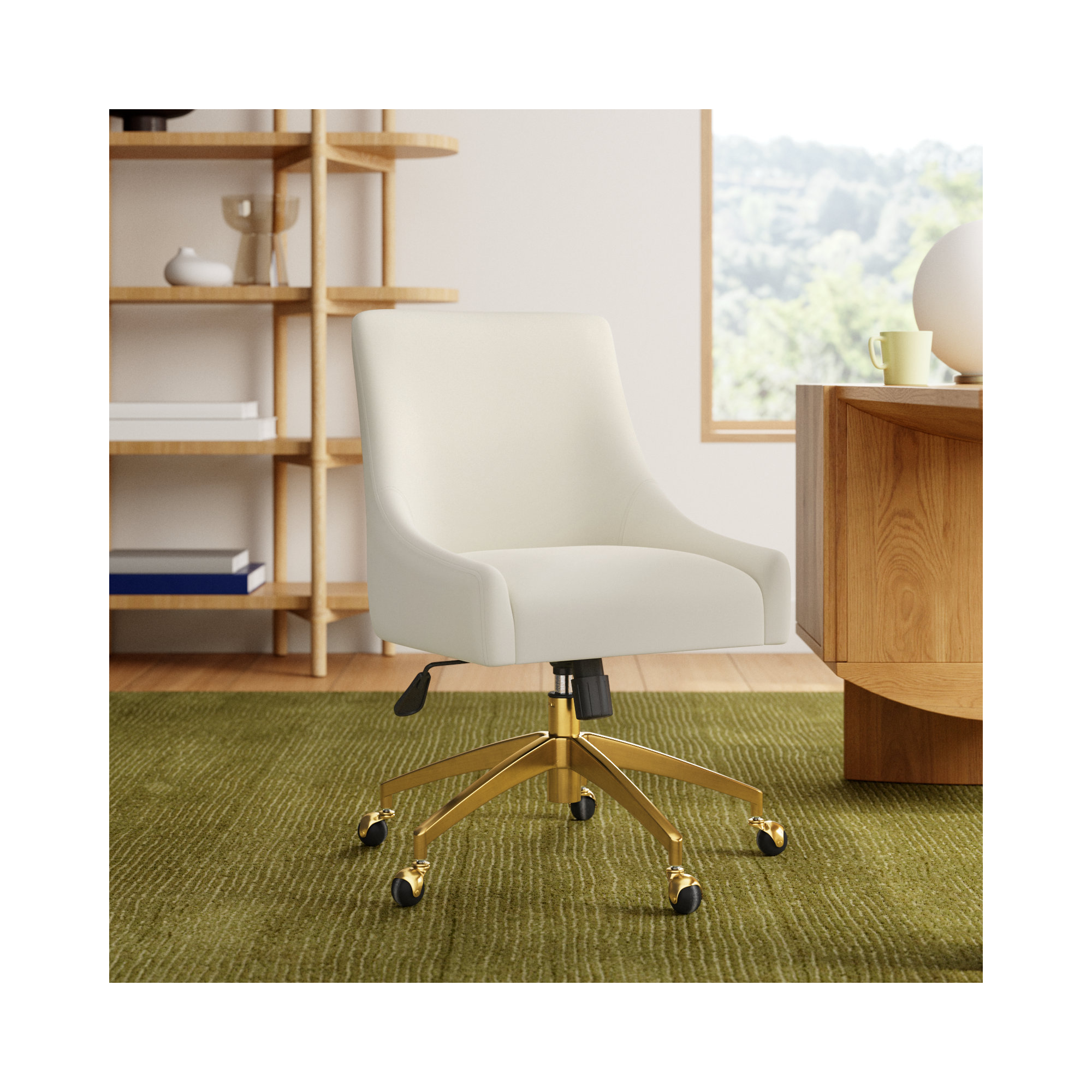 Orna Swivel Office Chair, Cream, Gold