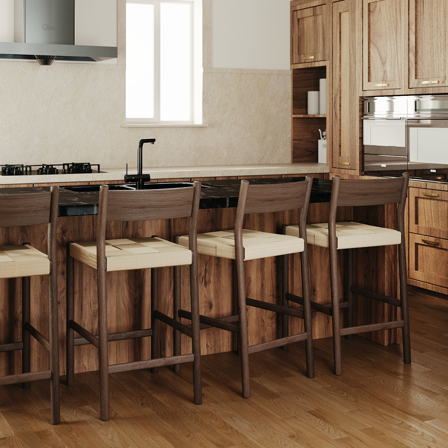 Enna 26" Bar Stool, Walnut