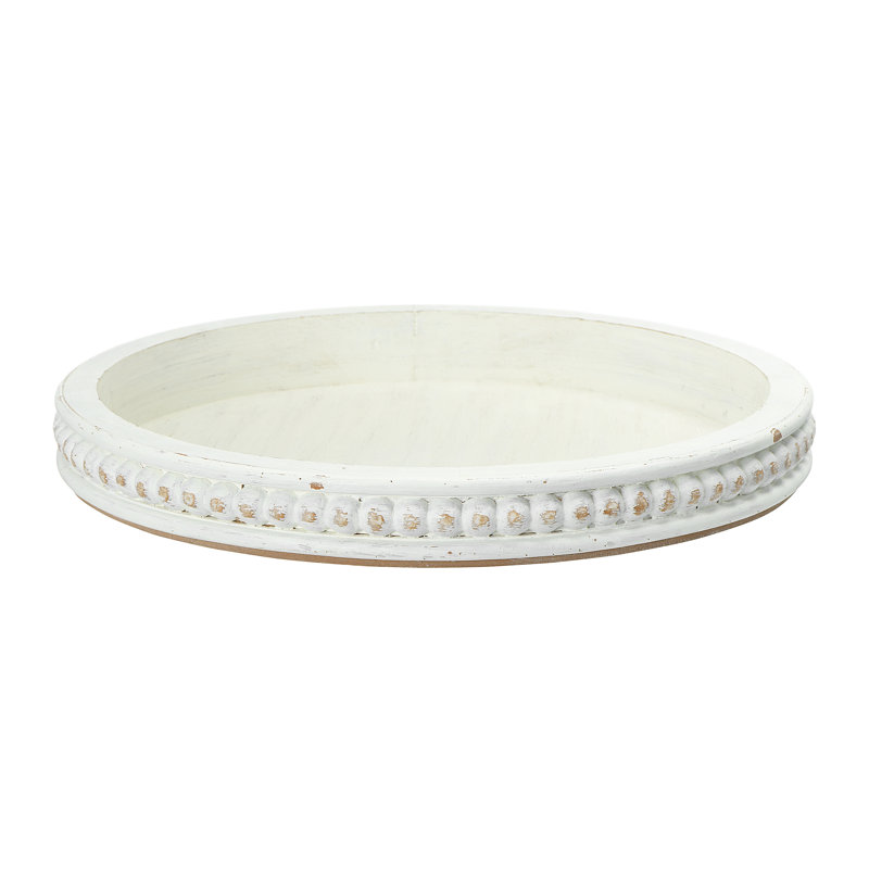 Plateau rond rond en bois, Blanc