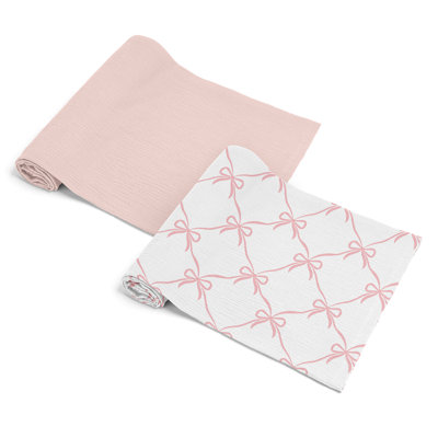 Ballerina and Ballet Bows 2 Pack 100% Cotton Muslin Baby Swaddle Blankets by Sweet Jojo Designs