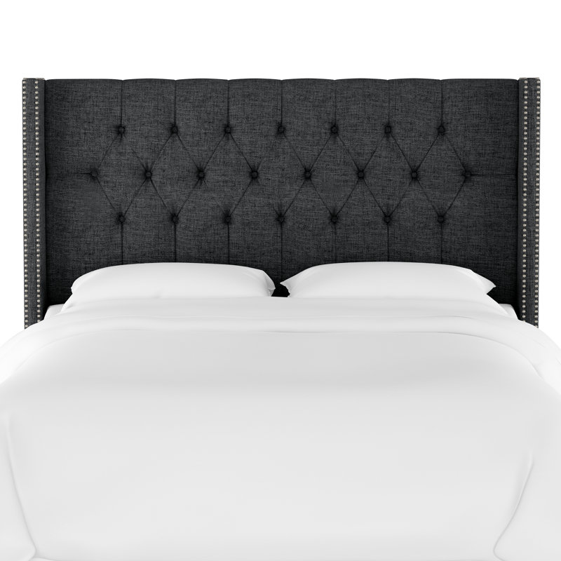 Knighten Upholstered Headboard, Classic Linen Black, Twin