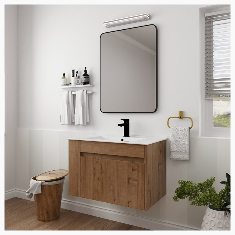 30'' Single Bathroom Vanity with Ceramic Top, White