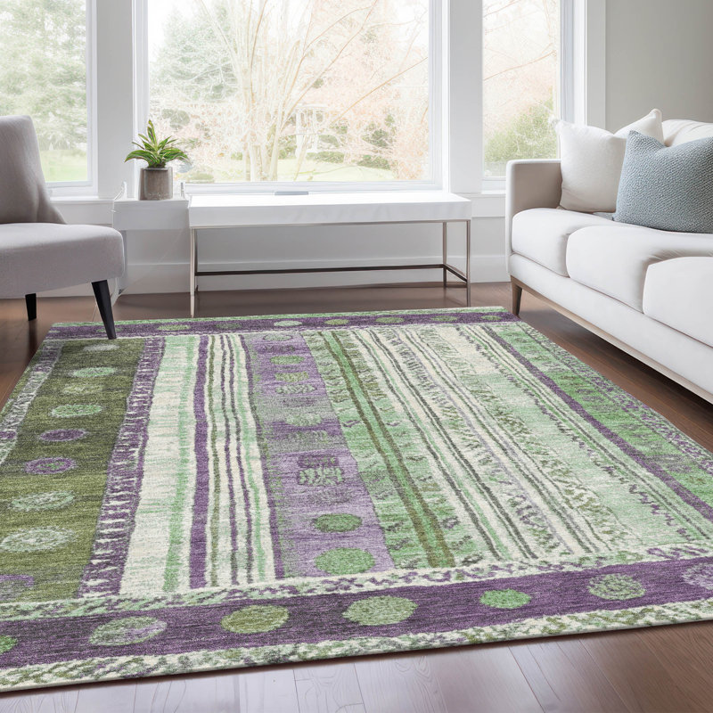 Machine Washable Indoor/Outdoor Xhevrie Purple Rug, Rectangle 5' x 7'6"
