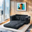 Lit convertible en mousse viscoélastique 21 avec structure en acier, tissu en velours côtelé, idéal pour les petits espaces et le salon noir, mousse à structure désossée, fonction compacte et antidérapante
