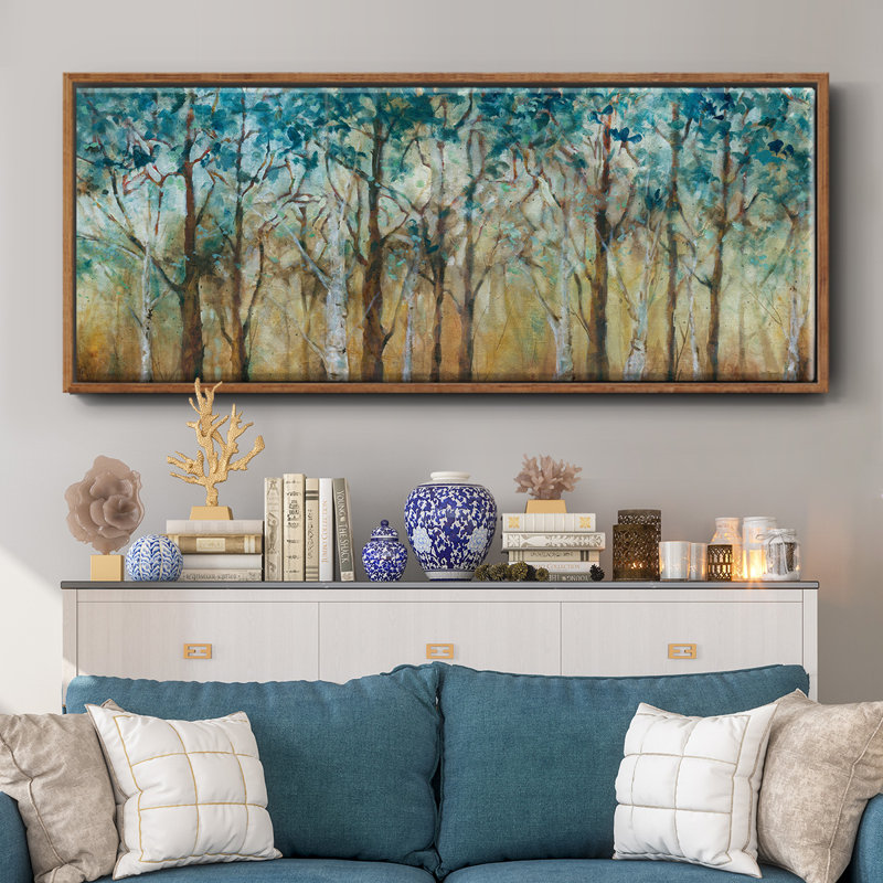 Sunlit Birch Grove - toile encadrée, H 20 po x l 50 po