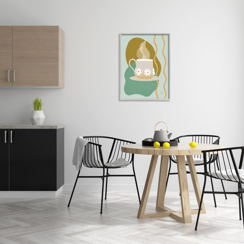 «Contemporary Coffee Cup Shapes On Wood» par Birch & Ink, impression, H 24 po x l 30 po, Estampe numérique Farmhouse