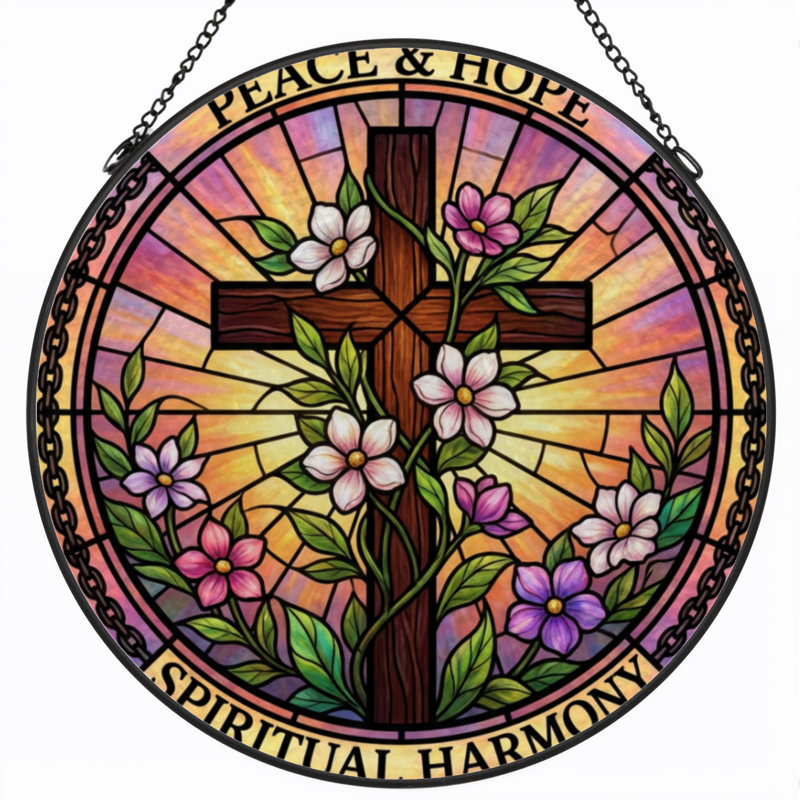 Panneau de vitrail H 7,8 po Peace Hope, H 7,8 po x l 7,8 po