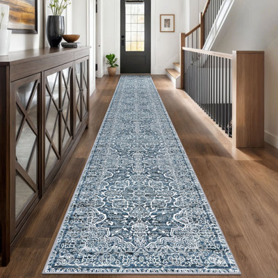 Area Rug Machine Washable Rugs with Rubber Backing for Living Room