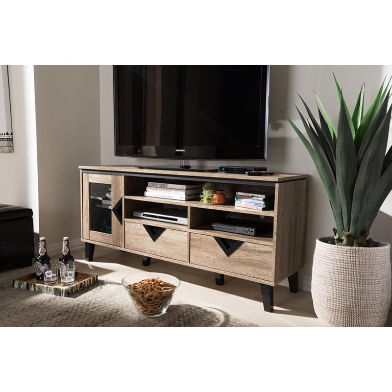  Modern TV Stand Black Triangle Handles