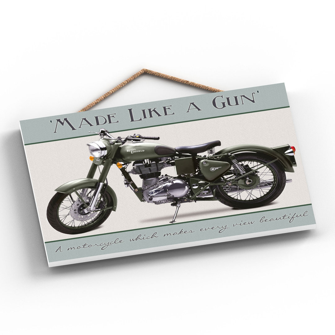 ROYAL ENFIELD MOTORBIKE POSTER STYLE WOODEN HANGING PLAQUE - Image 2
