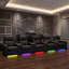 Fauteuil inclinable de luxe pour cinéma maison à gravité zéro pour salle multimédia, salle de jeux ou de salon, similicuir résistant aux égratignures avec éclairage à DEL 7 couleurs, recharge USB et type C, ensemble de 5