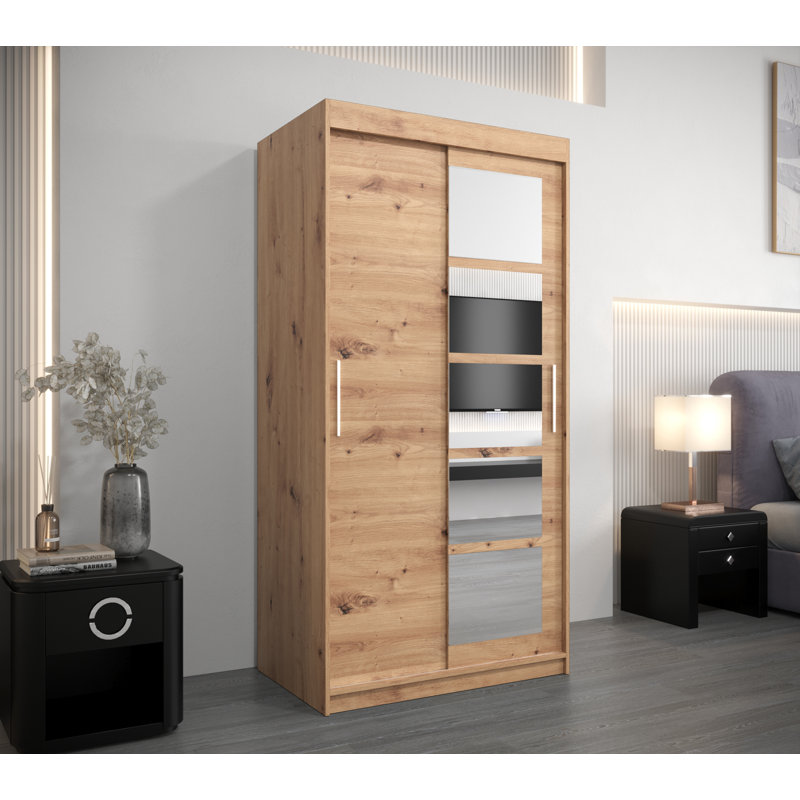 Aaisha 2 Door Manufactured Wood Wardrobe, Artisan Oak