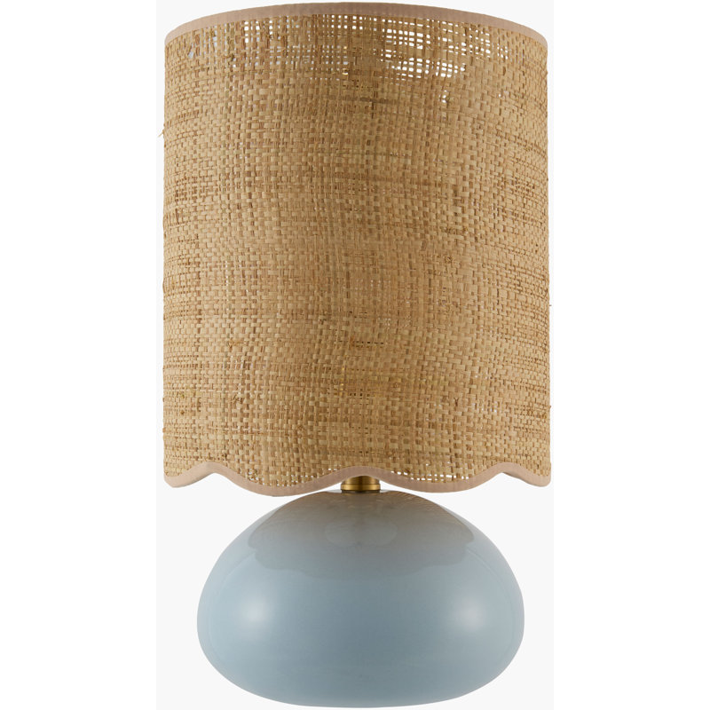 Lampe de table Yaitza, Blue, Rattan Scalloped
