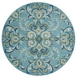 Adelaide Hand Hooked Aqua/Green/Ivory Wool Rug