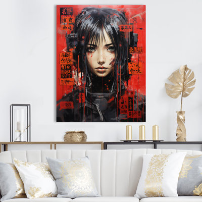 Neon Graffiti, Japon, Geisha, femme II - impression d'art mural asiatique
