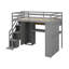Structure de lit mezzanine avec garde-robe et bureau intégrés, tablettes et lumières DEL, lit mezzanine peu encombrant avec station de charge-730787306