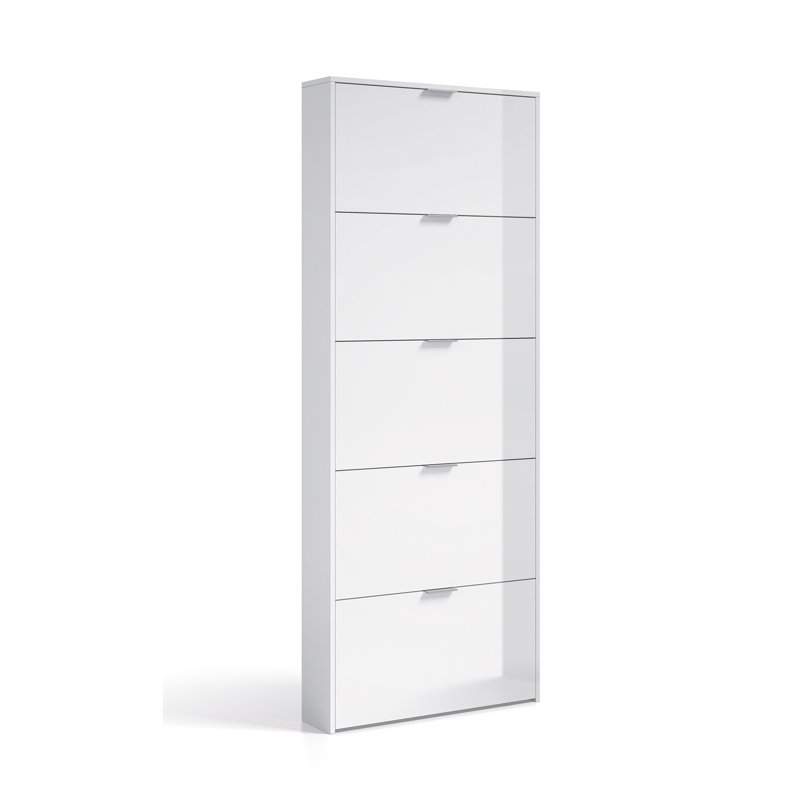 15 Pair Flip Down Shoe Storage, Gloss White