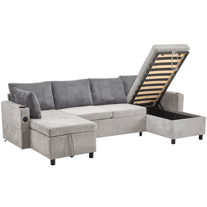 Canapé-lit 113,4 po, Gris chenille