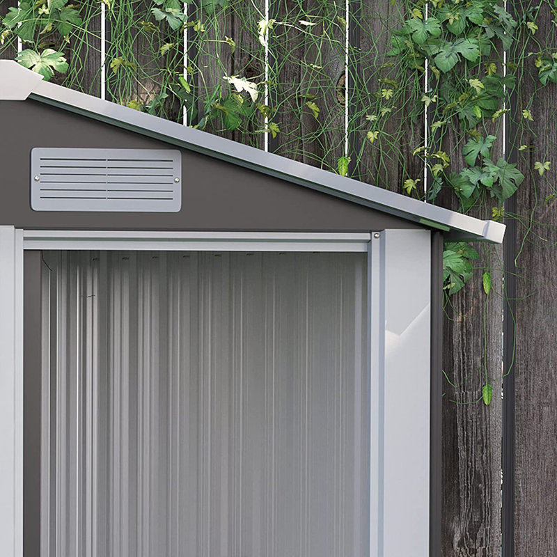 Outsunny 5ft x 4.3ft Outdoor Metal Storage Shed with Sliding Door Sloped Roof