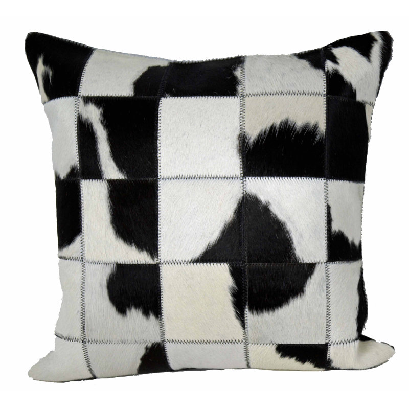 Animal Print Leather/Suede Reversible Throw Pillow