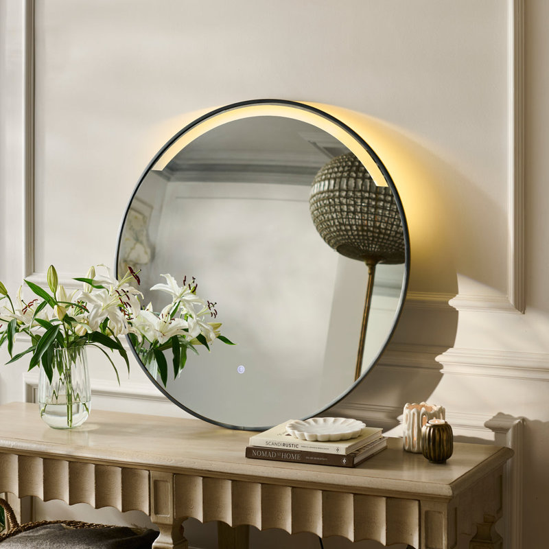 Aluminium Round Mirror, Black