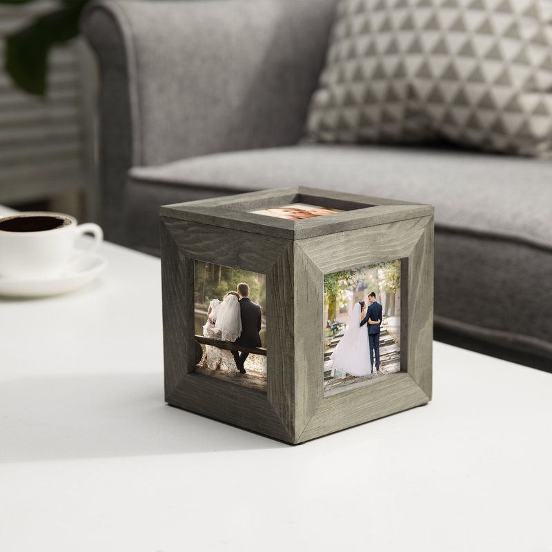 Cadre flottant gris en bois 3 po x 3 po Leeana