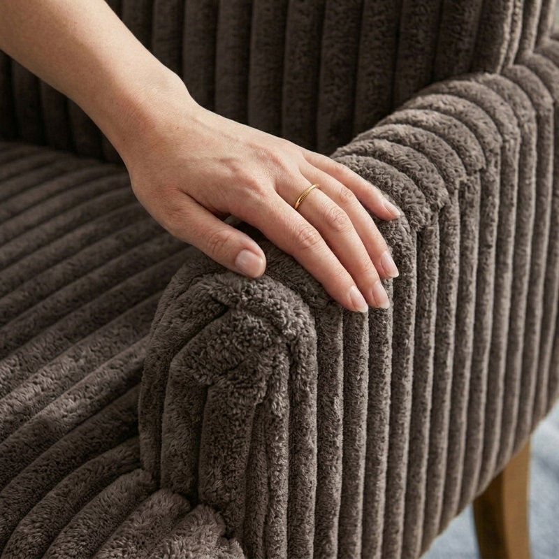 Fauteuil d'appoint rembourré en velours côtelé Corduroy, Brun